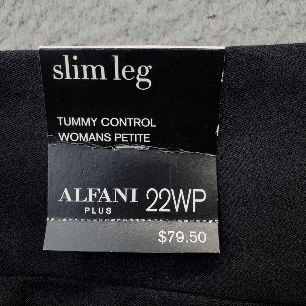Alfani Tummy Control Pants Womens Petite 22WP Black Slim Straight Leg Relaxed - Picture 9 of 11